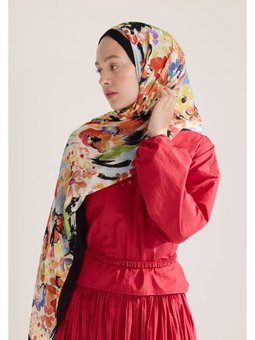 Vınnıe Floş Viskon Siyah Şal