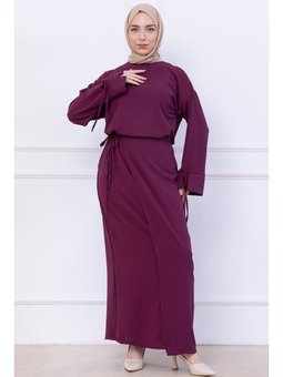 Yandan Bağlamalı Ayrobin Etekli Mürdüm Takım