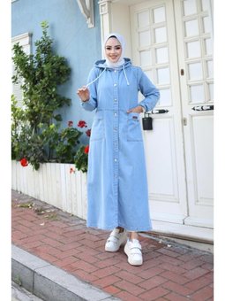 Uzun Cepli Kapüşonlu Kot Kap