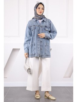 Mavi Cepli Kot Ceket