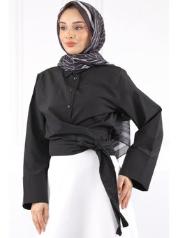 Siyah Bel Bağlamalı Gömlek