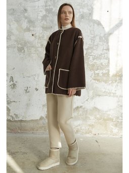 Alira Atkılı Kaşe Kahverengi Ceket