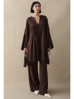 Nervürlü Kolu İpli Acı Kahve Ayrobin Takım