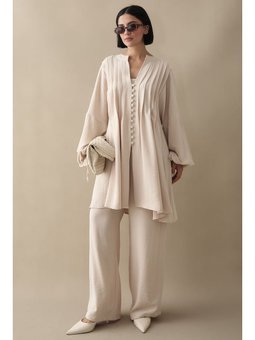 Nervürlü Kolu İpli Bej Ayrobin Takım