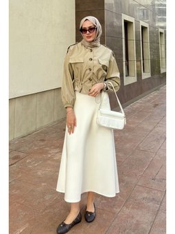 Beli Lastikli Scuba Beyaz Etek