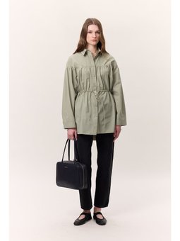 Büzgü Bağlama Detaylı Yeşil Tunik