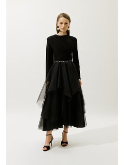 Emılıa Katlı Tül Siyah Etek