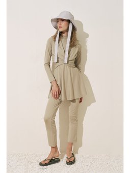 Flare Paça Tesettür Mayo Yeşil Pantolon