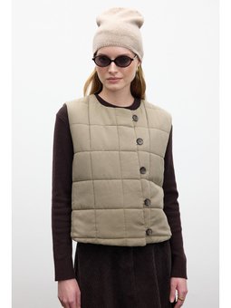 Kapitone Kısa Fit Yeşil Yelek