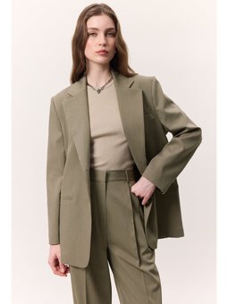 Klasik Kapamalı Blazer Yeşil Ceket