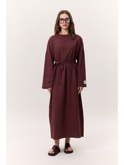 Oversıze Uzun Rahat Bordo Elbise