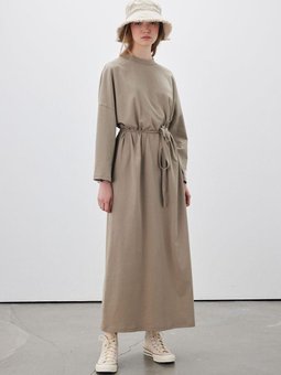 Oversıze Uzun Rahat Vizon Elbise