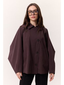 Pelerin Kol Kısa Mürdüm Trençkot