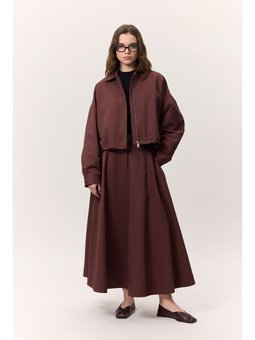 Premıum Fermuarlı Bordo Ceket