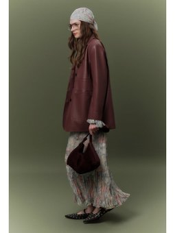 Retro Deri Ceket Gülkurusu