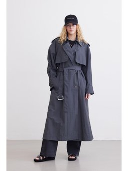 Teknik Kumaş Oversize Trenckot Antrasit