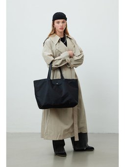 Teknik Kumaş Oversize Trenckot Bej