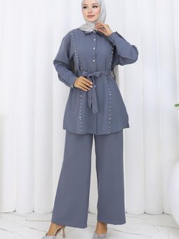 Gri İncili Kuşaklı İkili Takım