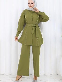 Haki İncili Kuşaklı İkili Takım