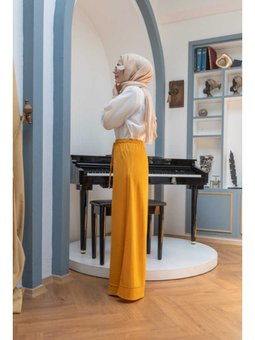 Ancelina Lastikli Pantolon Hardal