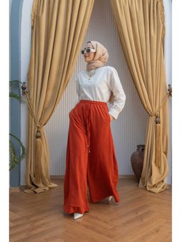 Ancelina Lastikli Pantolon Kiremit