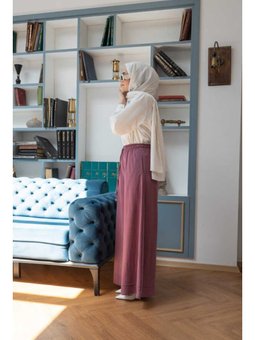 Ancelina Lastikli Pantolon Lila