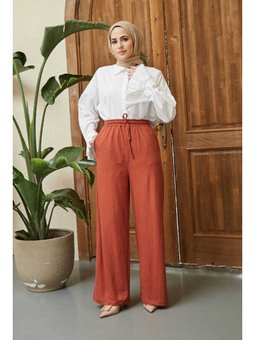 Ancelina Lastikli Pantolon Taba