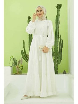 Berlin Fırfırlı Elbise Beyaz