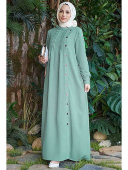 Berlin Yandan Düğmeli Ferace Mint Yeşili