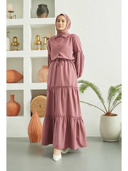 Carla Büzgülü Elbise Gül Kurusu