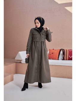 İnter Büzgülü Trençkot Haki