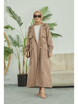 Kuşaklı Trençkot Vizon