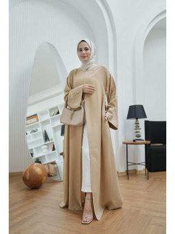 Parça Boya Tensel Abaya Bej