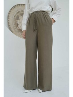 Parça Boya Tensel Lastikli Pantolon Haki