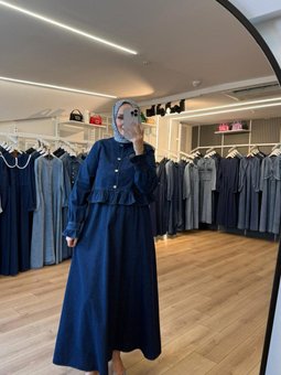 Lacivert Fırfır Detaylı Jile Ceket İkili Takım