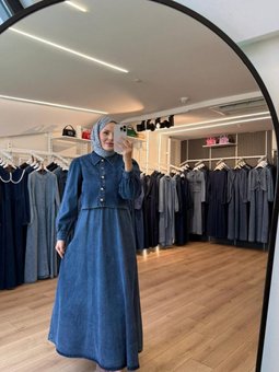 Mavi Gömlek Yaka Düğmeli Ceketli Jile Ceket İkili Takım