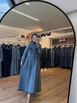 Mavi Kargo Cepli Yelekli Elbise Yelek İkili Takım