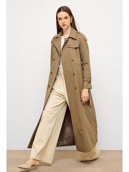 Grogren Detaylı Su İtici Özellikli Uzun Vizon Trençkot
