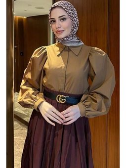 Balon Kol Hardal Gömlek