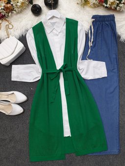 Fileli Baharlık Yeşil Hırka