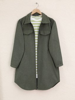 Haki Yan Cepli Fermuarlı Kaşe Kap