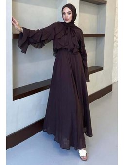 İspanyol Kol Fırfırlı Etekli Kahverengi Takım