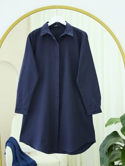 Laci Gizli Düğmeli Oval Kesim Uzun Gömlek