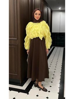 Mevsimlik Scuba Etek Kahve