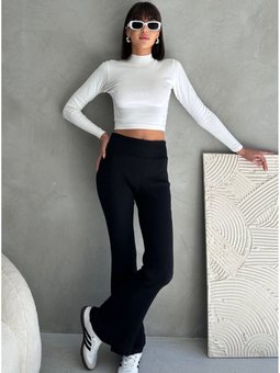 Siyah İspanyol Paça Kaşkorse Pantolon