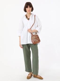 Beli Lastikli Keten Haki Pantolon