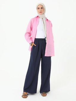 Cepli Nervür Detaylı Modal Lacivert Pantolon