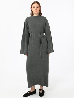 Oversize Klasik Triko Fume Elbise