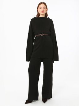 Triko Kazak Pantolon İkili Siyah Takım