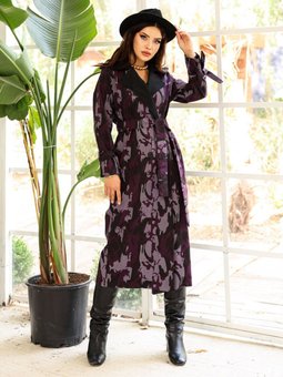 Kamuflaj Kadın Oversize Mor Trençkot